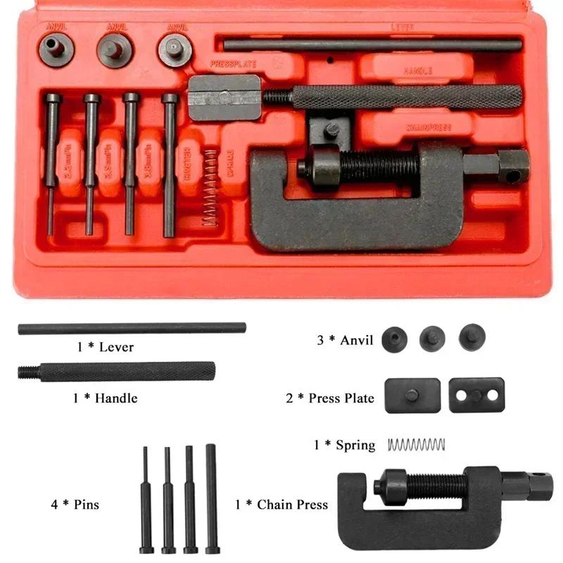 Universal Motorcycle Chain Tool Kit - Chain Breaker/Riveter for 35-630 Drive Cam Chains (Bike Maintenance)