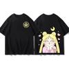 Pretty Girl Warrior Print Pure Cotton Short Sleeved Japanese Loose Cute T-shirt Men's and Women's Plus Size Ins Top