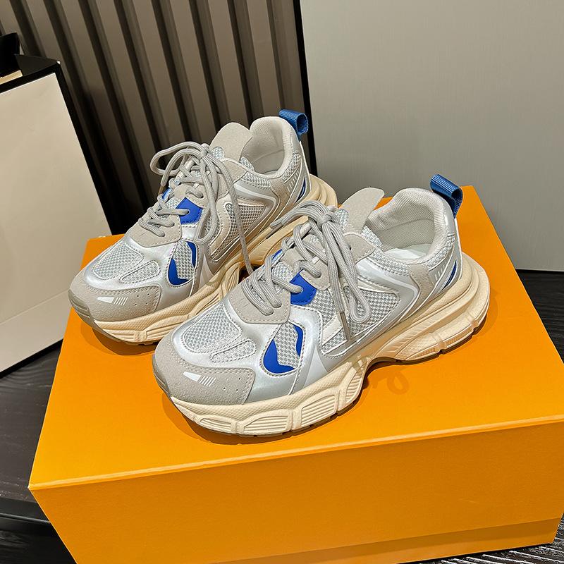 Толстые кроссовки All-match женские сетчатые дышащие 2024 новые модные повседневные простые цветные туфли для женщин осеннее время