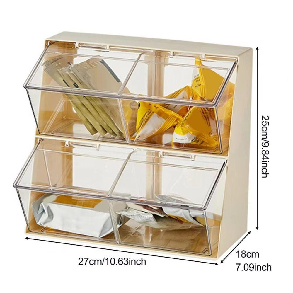 Large Capacity Tea Bag Storage Box Plastic Coffee Pod Holder Practical Desktop Storage Box  Bar