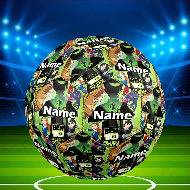 Custom Name Personalized Ben 10 Cartoon Print Size 5 Soccer Ball Training & Match Football, for Team, Kicking, Gift for Football