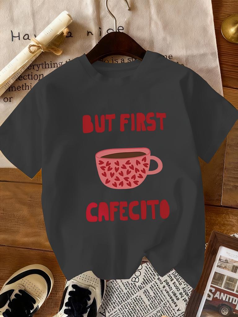 Fashion New Womens Round Neck Teacup Letter Printed Fashion Summer Cool Short Sleeve Summer Casual Tshirt