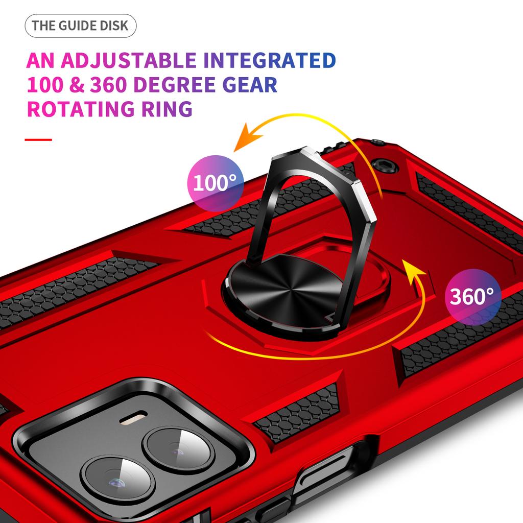 For Motorola Moto G 5G (2023) Hard Anti-scratch Phone Shell Ring Holder Kickstand PC+TPU+Metal Phone Cover