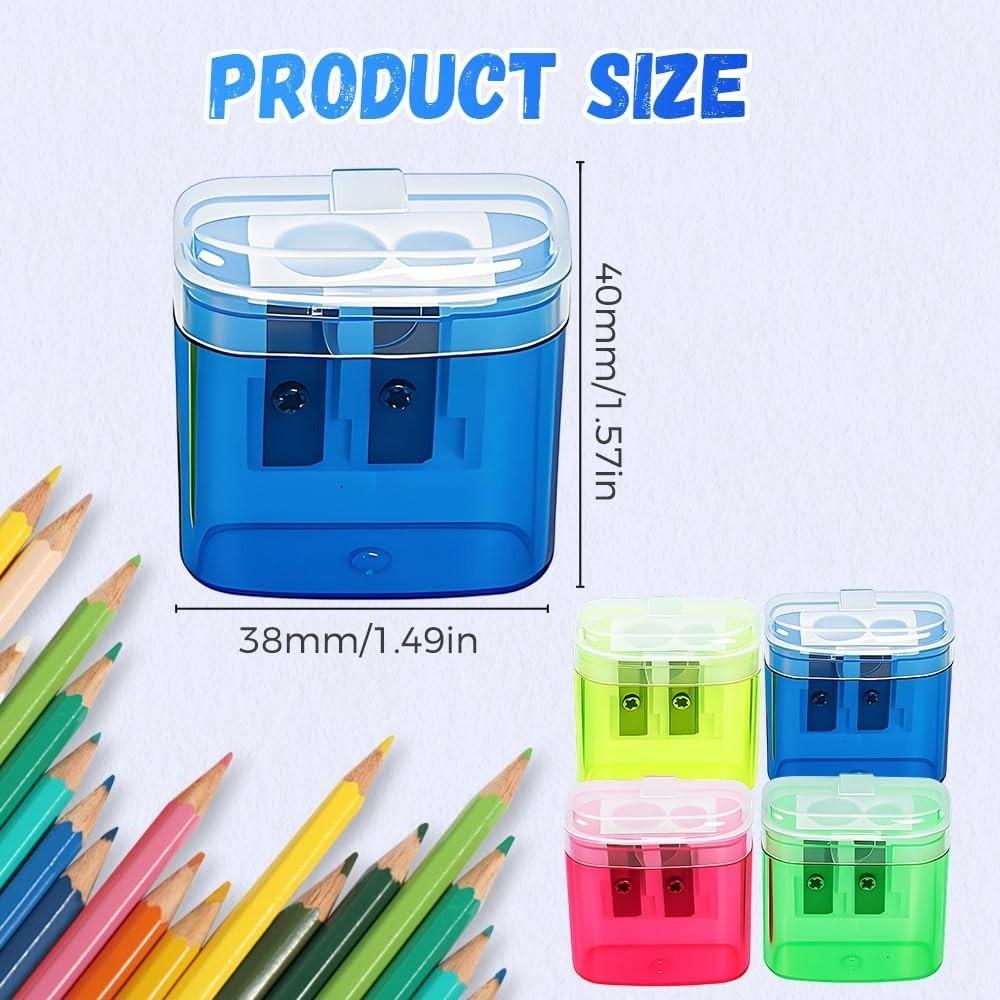 Dual Holes Pen Sharpener With Lid Pencil Sharpening Tool New Pencil Sharpeners  Student Stationery