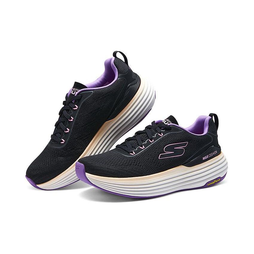 Skechers Максимальная амортизация Сетчатая ткань Удобные Универсальные Низкие Повседневные Кроссовки Женские кроссовки Черный Фиолетовый 129260-BKPR