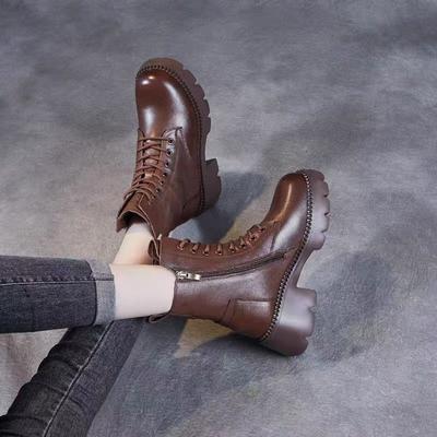 Маленький рост, увеличение роста, средняя длина голенища, ботинки Мартин женские, британский стиль, новинка 2025 года, осень-зима, женская обувь, флисовые утепленные короткие ботинки