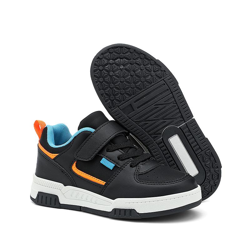 Детская мода Тренд Липучка Толстая подошва Повседневная обувь для скейтборда Уличная повседневная спортивная обувь Белая обувь