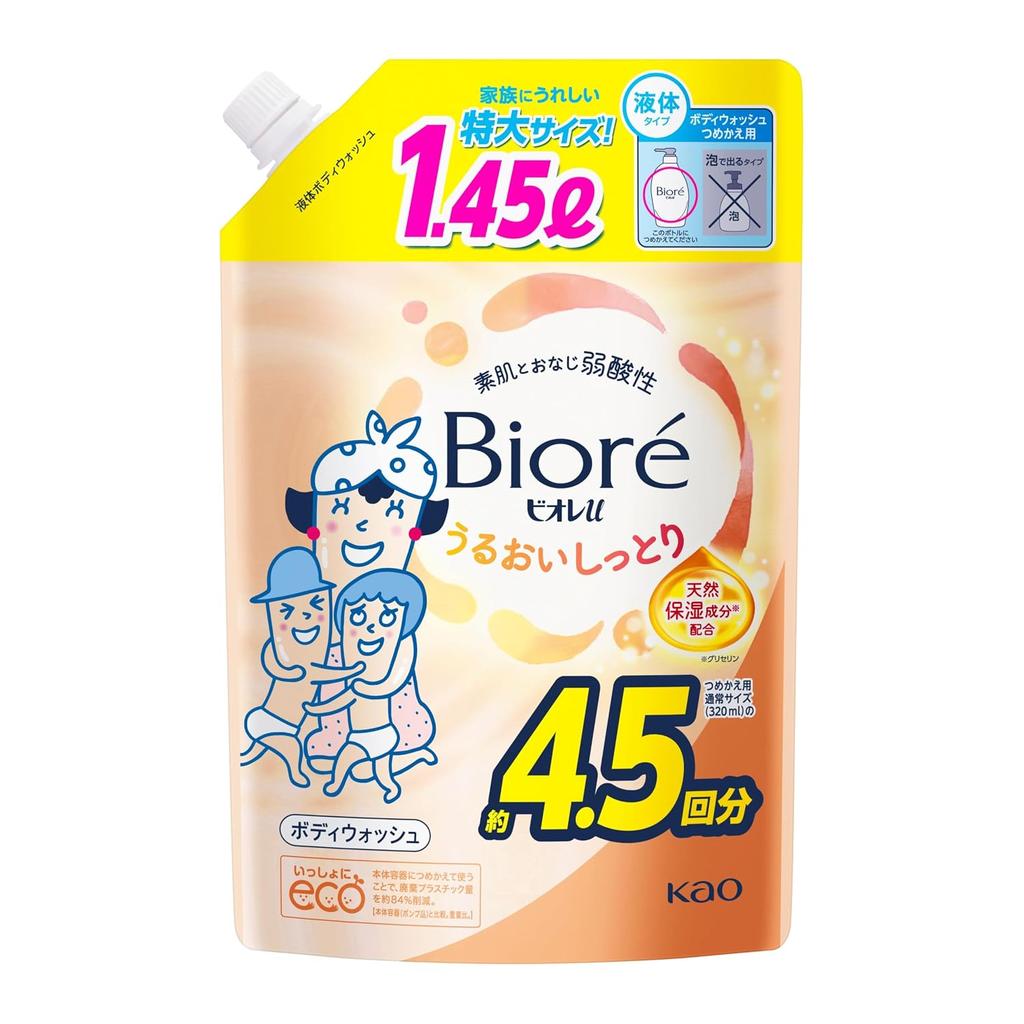 Biore U Гель для душа увлажняющий сменный блок 1450 мл Слабокислотный Можно использовать для детской кожи