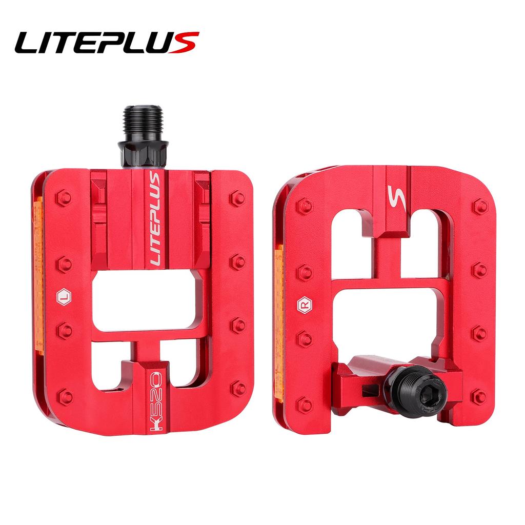 LITEPLUS Folding Bicycle Pedals Foldable Pedals Bicycle Aluminum Alloy Pedals Anti-skid Spikes With Reflector