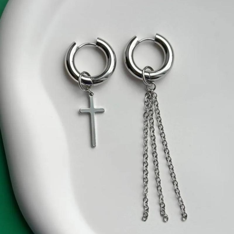 Модные асимметричные серьги-подвески в виде сердца и звезды для женщин, простые геометрические круглые серьги-кольца, ювелирные аксессуары, подарок