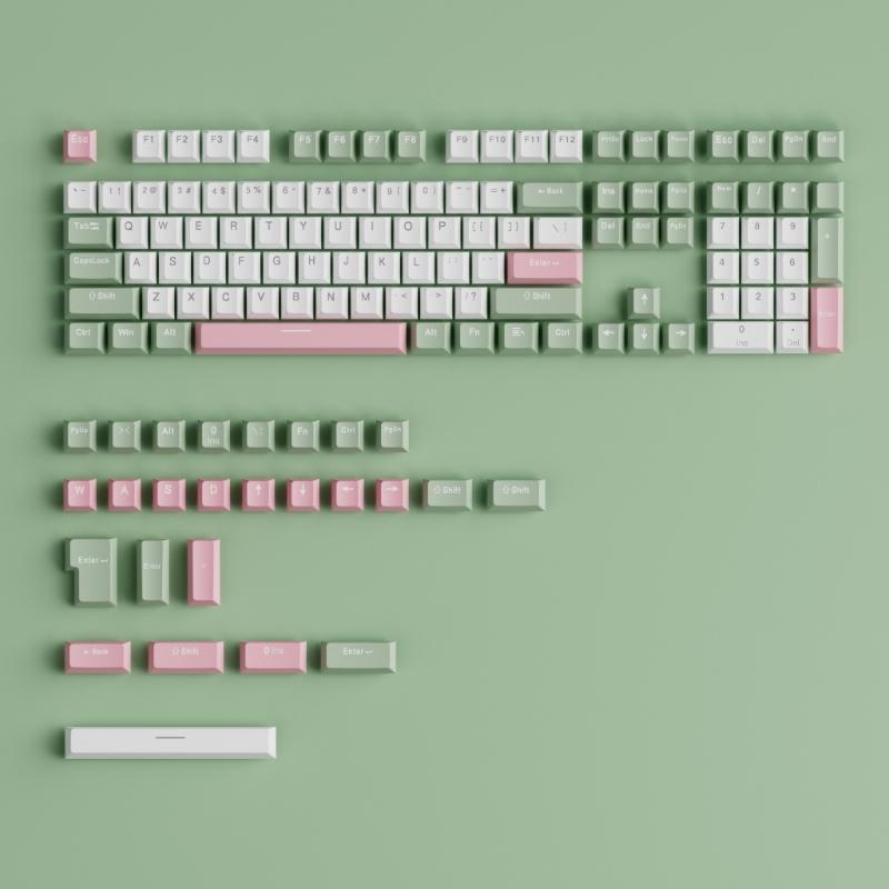 134PCS OEM Height Two Color Injection Green and White PBT Keycaps for Mechanical Keyboard Enthusiasts