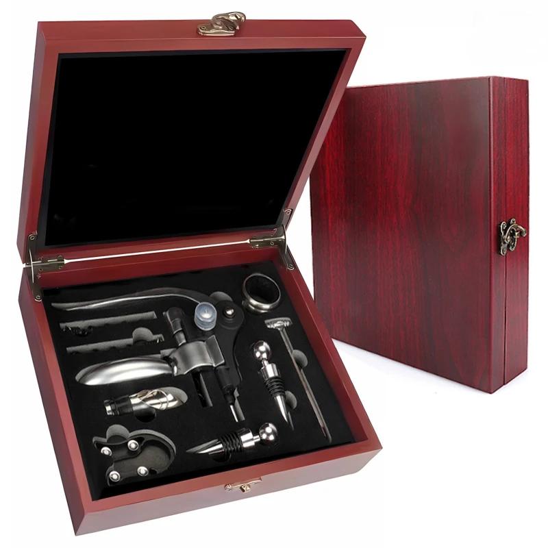 Набор открывалок для красного вина с деревянной подарочной коробкой Открывалка для винных бутылок Барные инструменты Многофункциональный набор для открывания и прессования вина