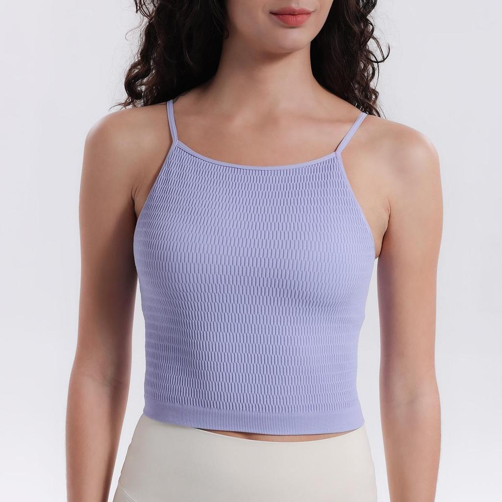 Йога Слитный Ударопрочный Топ-майка Спортивный бюстгальтер с нагрудными вкладышами и красивым дизайном спины для женщин