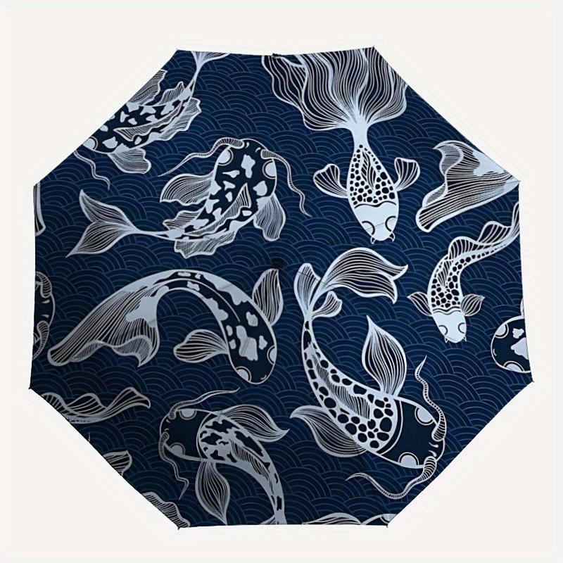 1pc Koi Fish Pattern Automatic Umbrella - 8-Rib Foldable Design, Outdoor Adventures, and Family Celebrations yy250829059