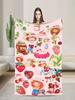 Soft Flannel Throw Blanket for Couch Chair Aesthetic Bedspread with Strawberry Shortcake Design for Kids Boys Girls