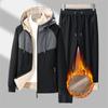 Padded and Thickened Warm Lamb's Wool Sports Two-piece Autumn and Winter Hooded Cardigan Sweater Trousers New Set of Male