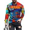 Summer Fashion Men's O-neck Long-sleeved T-shirt Funny Colorful Geometric Men's Casual T-shirt