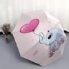 Adorable Elephant Heart Balloon Design Automatic Opening/Closing Umbrella 8 Bone Iron Frame, Portable Folding Design for Outdoor Use, Perfec