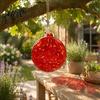 Decorative Glass Sphere for Holiday Scenes Hand-Blown Round Disc Ornament, Christmas Tree Hanging Decoration with Weatherproof Patio Hemp Rope Outdoor