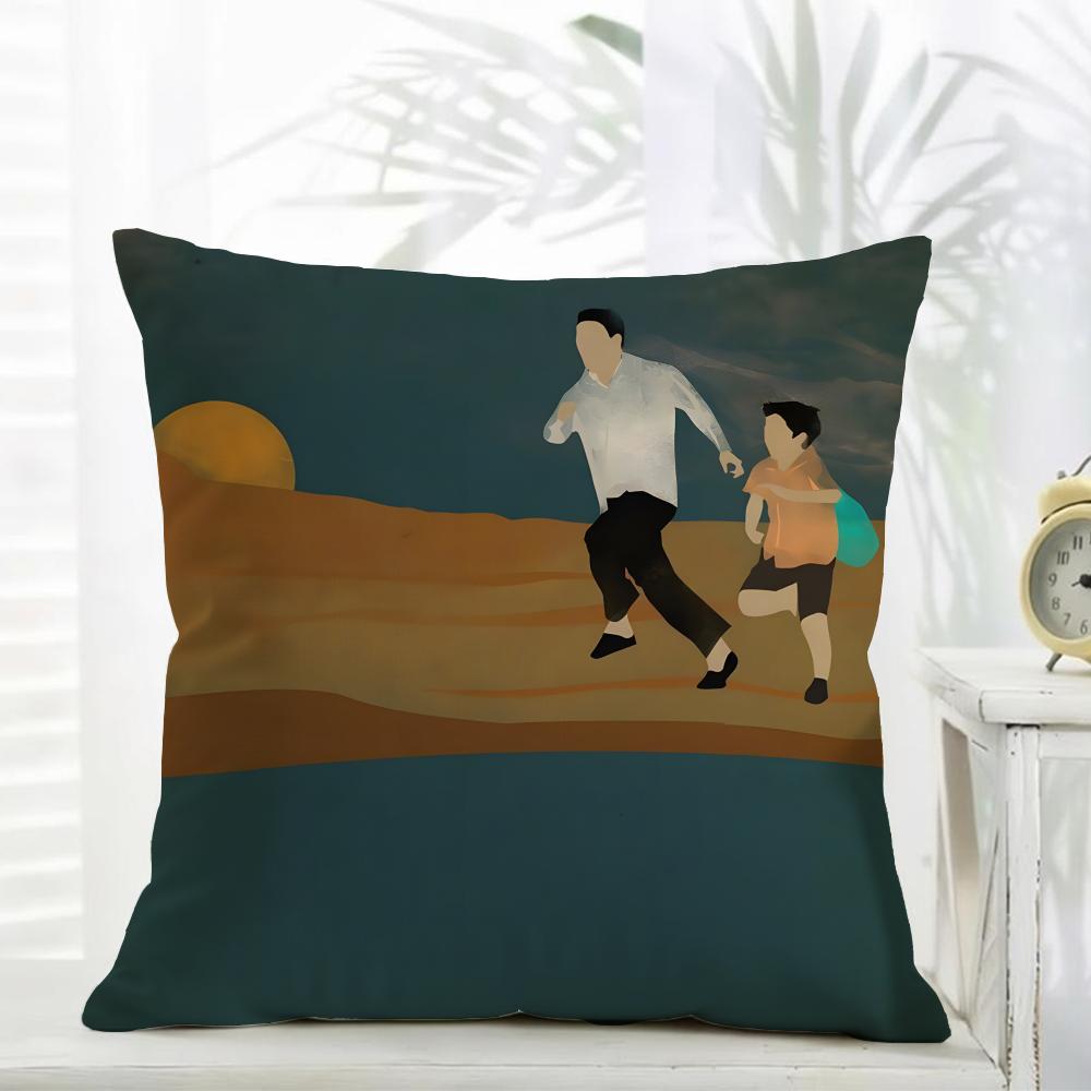Casual daily Anime Movie KKikujiro Cushion Cover Daily Washable Linen Pillowcase Soft for Sofa Bed Home Room Decor