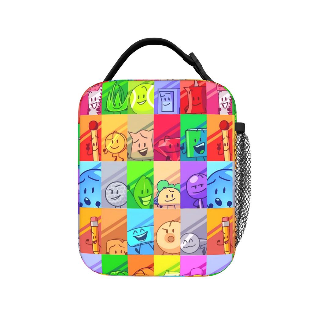 BFDI Все персонажи Сумка-ланч для женщин Школьная с графикой Ланч-бокс Винтажная водонепроницаемая сумка-тоут Сумки для еды