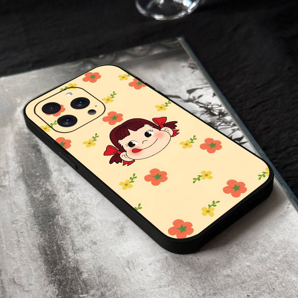 Fujiya Milky Peko-Chan Чехол для телефона Черный Силикон Мягкий Корпус Для IPhone 17 16 15 14 13 12 11 Air Pro Max Plus Горячая Распродажа