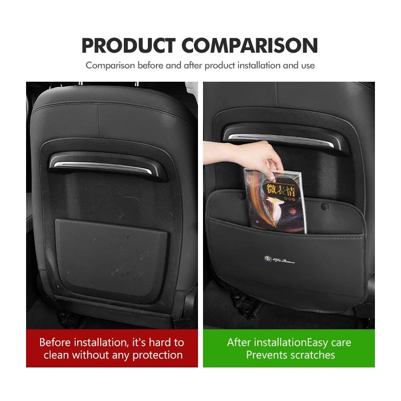 YUPR7 Car Seat Back Storage Rear Anti-wear Backrest Anti-kick Pad For Alfa Romeo GT Stelvio F1 Brera Volante Tonale Gloria Disco