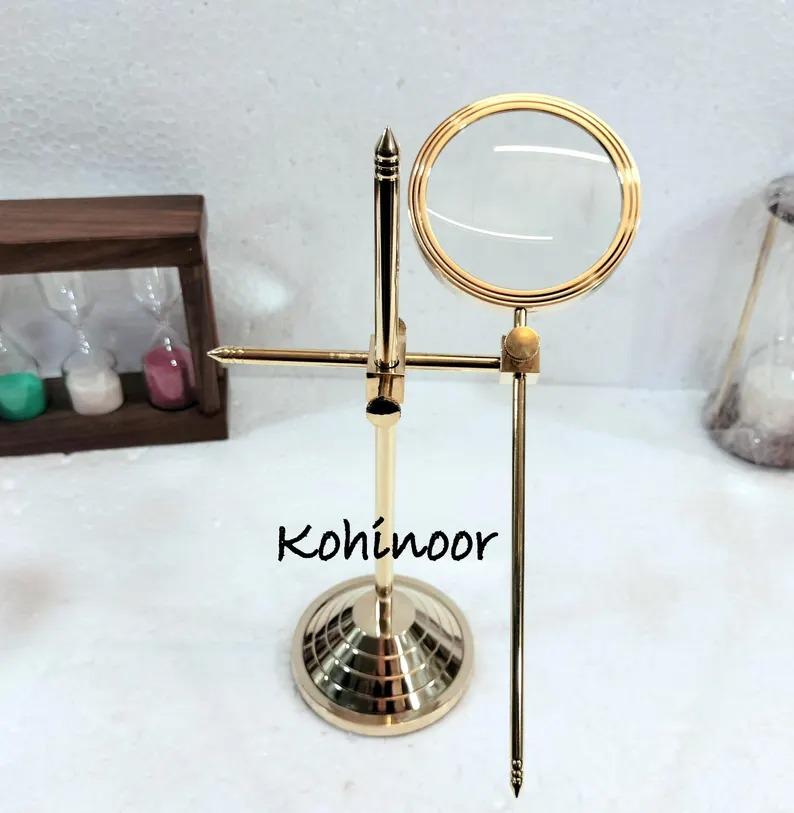 Brass Adjustable Magnifying Glass: Desktop Decor, 4X Lens