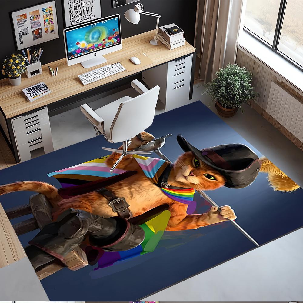 Puss In Boots Printed Carpet Rug for Office Chair Living Room Bedroom Kitchen Room Decor Gifts
