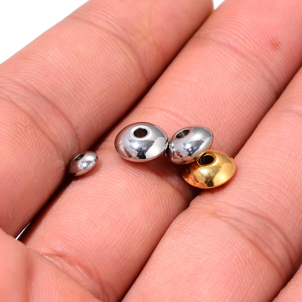 20pcs/lot 3mm 4mm 5mm 6mm 8mm Stainless Steel Round Flat Rondelle Spacer Beads DIY Charms Beads for Jewelry Making Findings