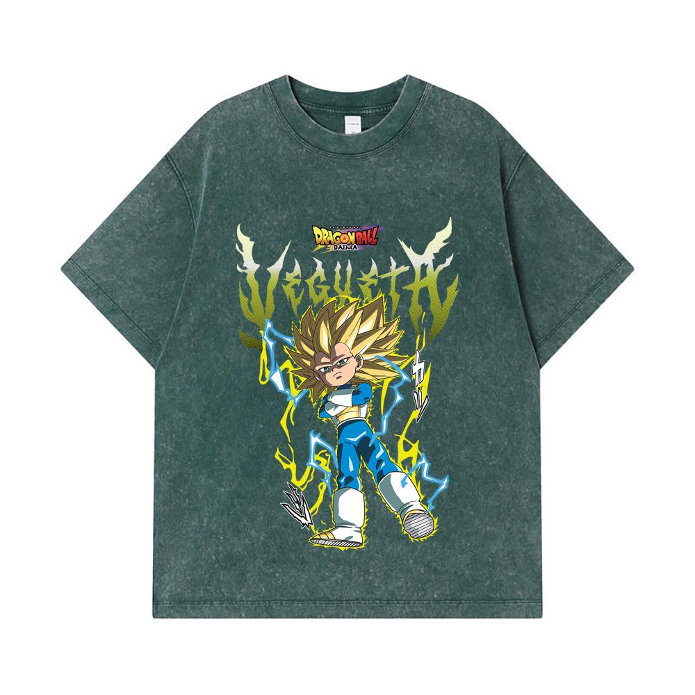 275 GSM Washed T-shirts 100% Cotton Dragon Ball V51 Daima Vegeta Print Unisex Heavy Cotton T Shirt
