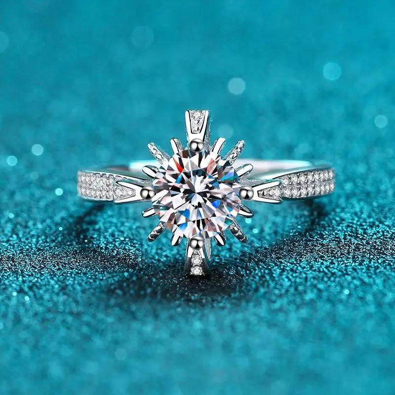 Luxury Platinum Carat Moissanite Diamond Rings for Women Wedding Fine Jewelry Rings Type Main Stone Side Stone Good Gift