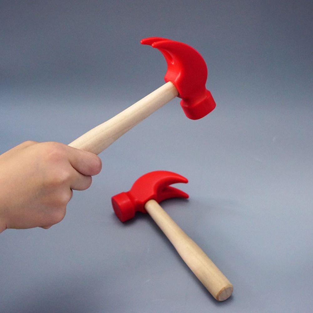 Wooden Handle Wooden Simulation Hammer Plastic Children Hammer Toy Mini Hammer  Kid