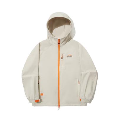 Li Ning Outdoor Series Лого Флисовая Теплая Водоотталкивающая Свободная Повседневная Куртка с Длинным Рукавом Унисекс Овсяно-Серый AFDUC19-2