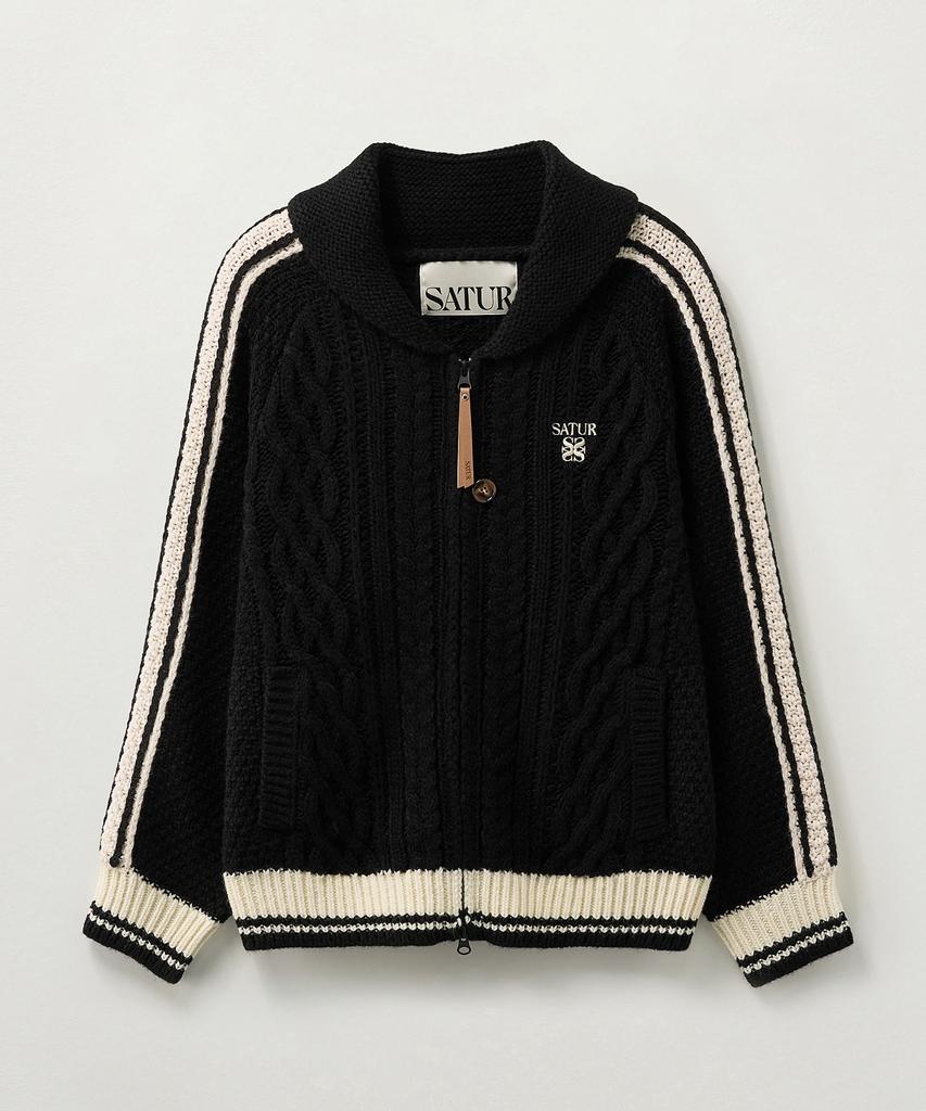 Satur (W) Lorton Cowichan Knit Cardigan Black