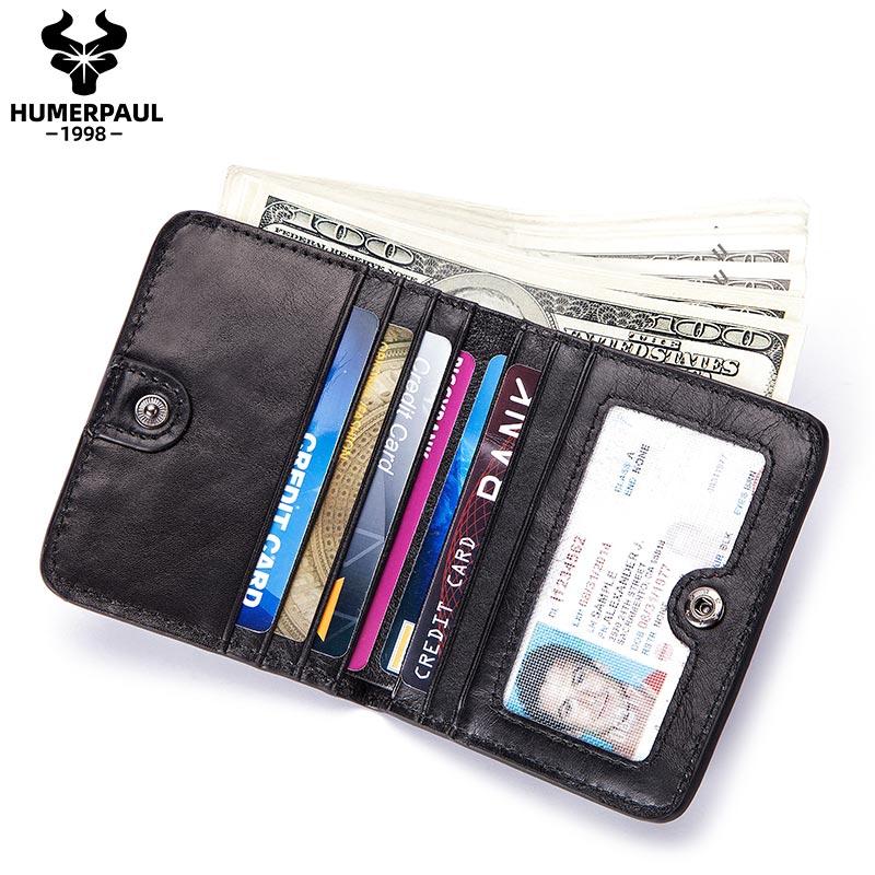 Humerpaul Тонкий кошелек из натуральной кожи коровы, мужской кошелек для монет, маленький мини-держатель для карт, простой портфолио, тонкий мужской кошелек Portomonee