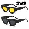 2PACK Trendy Cat Eye Irregular Sunglasses Women Men Luxury Brand Polygon Sun Glasses for Ladies Vintage Punk Shades