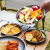 Коррозионностойкая уличная тарелка, безопасная для пищевых продуктов, металлическая текстура, походная посуда, подходит для походов в горы и путешествий