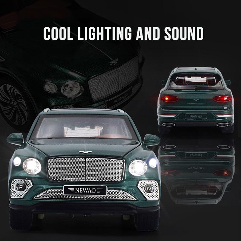 1/24 масштаб Bentley Bentayga, литая под давлением модель автомобиля, игрушечный автомобиль с откатным механизмом, звуком и светом для детей, коллекция подарков для мальчиков и девочек