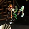 1Pc Sandalwood Hairpin New Chinese Style Tassel Ancient Headwear Petal Hairpin Fresh Wood Tassel Hairpin