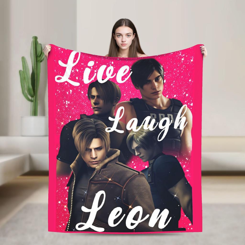 Leon Kennedy Throw Blanket Super Soft Funny Blanket For Couch Chair Travel Flannel Bedspread Bed Cover