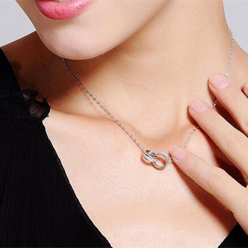 925 Silver Jewelry Version Of The New Simple Fashion Bicyclic Brilliant Clavicle Chain Pendant Necklaces XL007