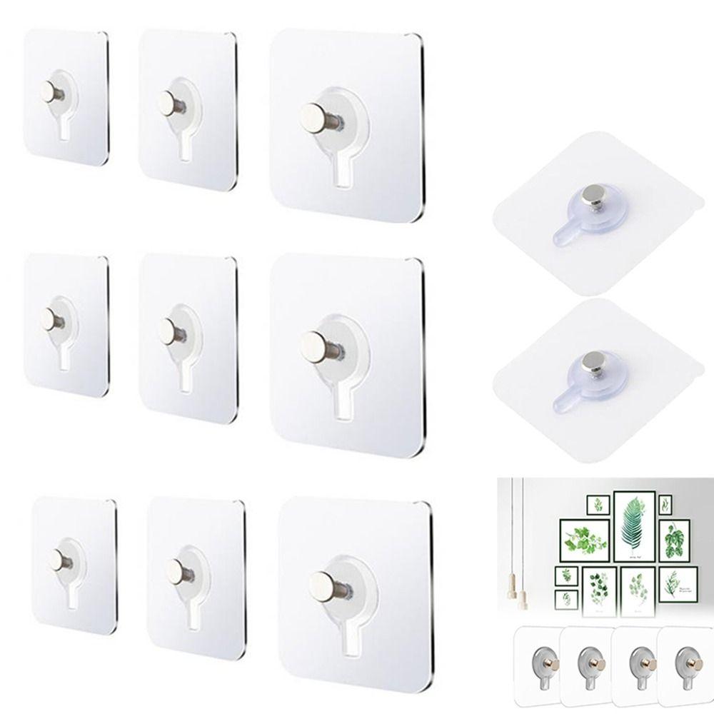 10Pcs Plastic Adhesive Wall Hook Seamless Non Trace Stickers Wall Screws Hanging Nails  Cabinet