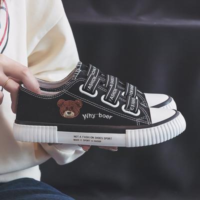 Эластичная лента Bear Низкие парусиновые туфли Женские весенние новые однопедальные ленивые туфли Повседневные студенческие резиновые туфли Обувь для сноуборда