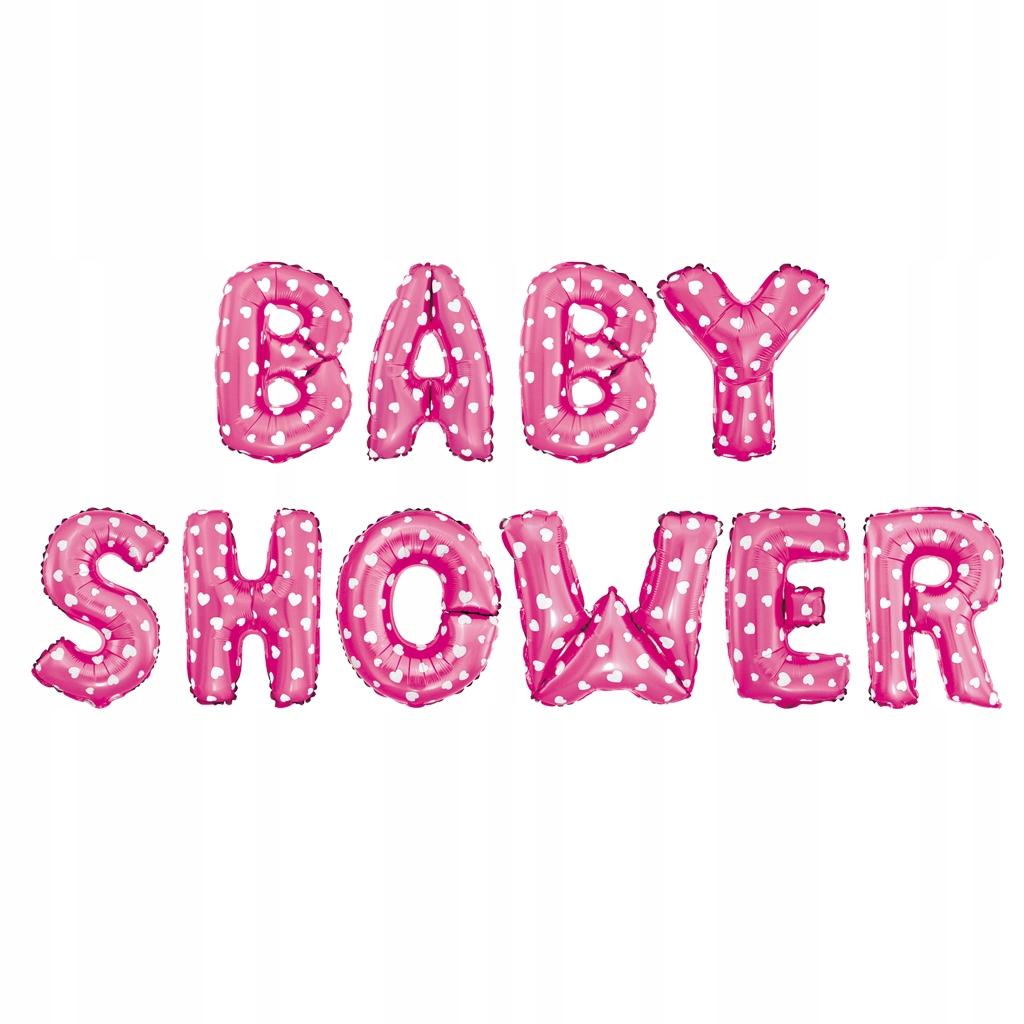 Balon Foliowy Baby Shower Różowe W Serduszka