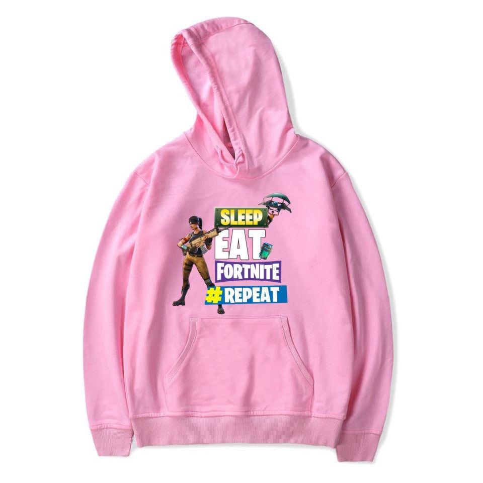 Printed Game Fortnite Sleep Eat Fortnite Repeat Casual Long Sleeve Hoodie Cotton