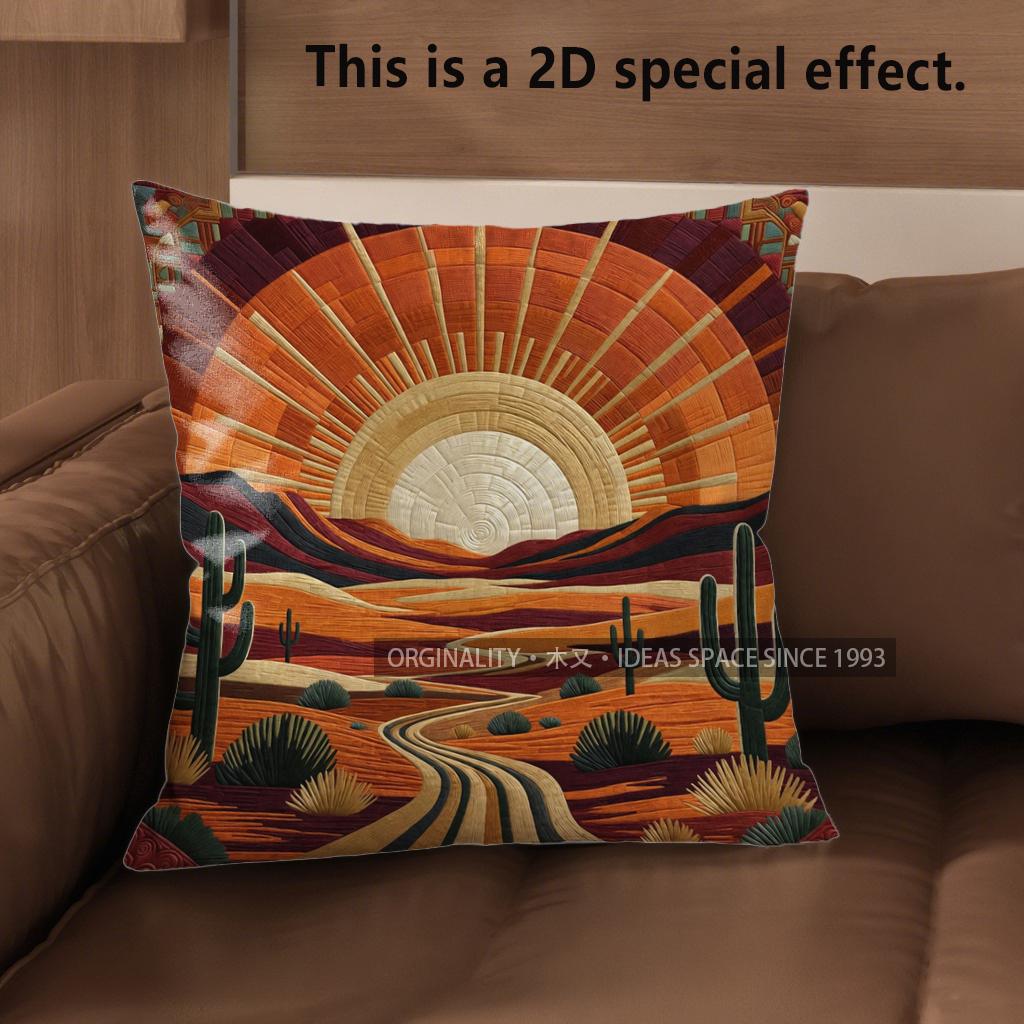 D Bohemian Desert Sunset Throw Pillow Covers Pattern Cushion Cover Suitable For Sofa Bedroom Car Pillow Cover