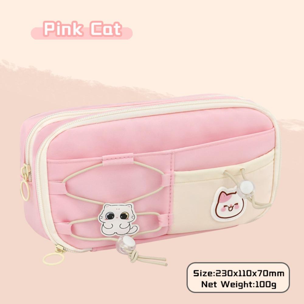 Black Cat Pen Bag Multi-layer Stationery Bag Cartoon Stationery Organizer Student Gift