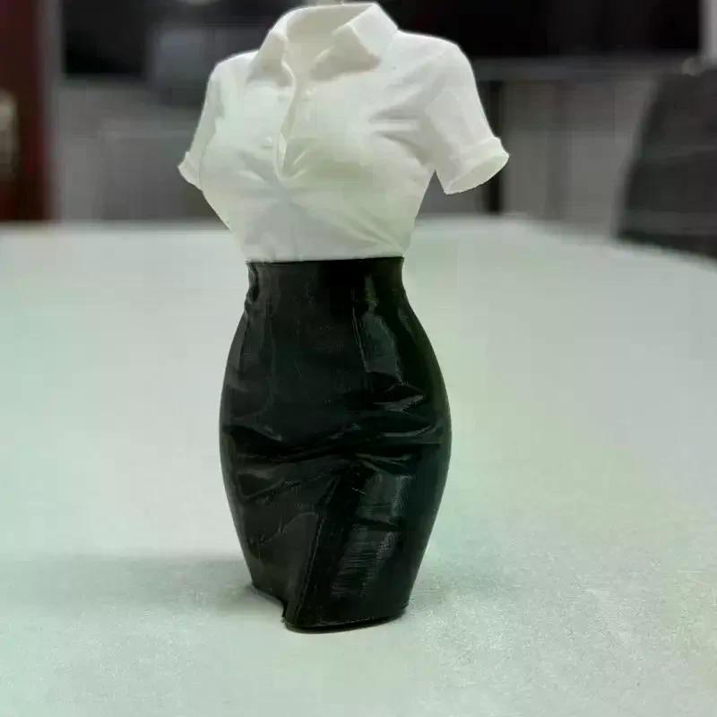 Креативное 3D-печатное украшение, Статуэтка-половинка офисной леди в белой рубашке и кожаной юбке, Настольный декор для снятия стресса