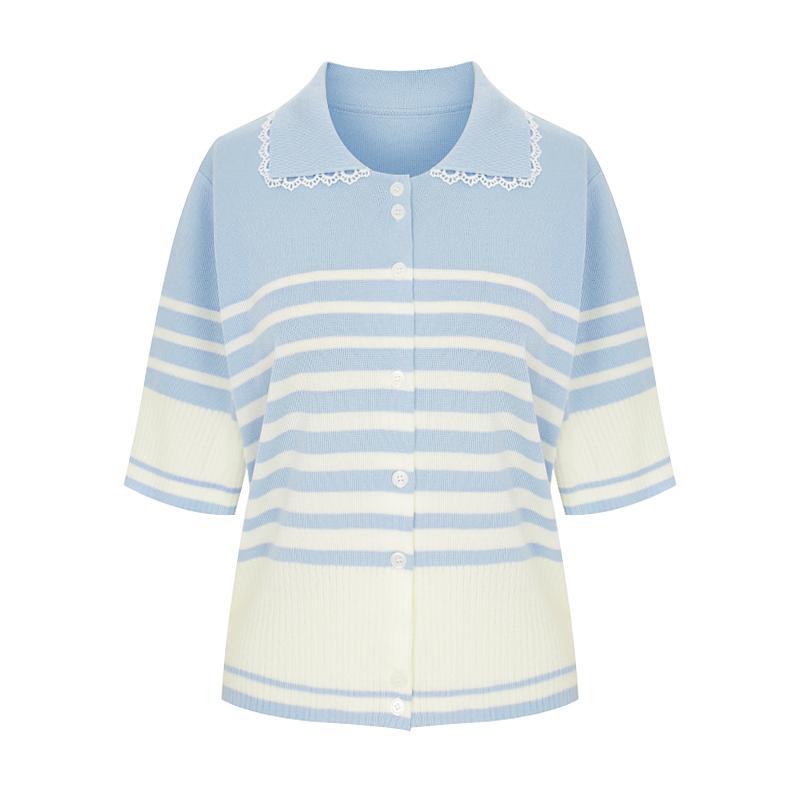 PAIGEFLYNN Lace Collar St Knit Cardigan_S5Bca001C